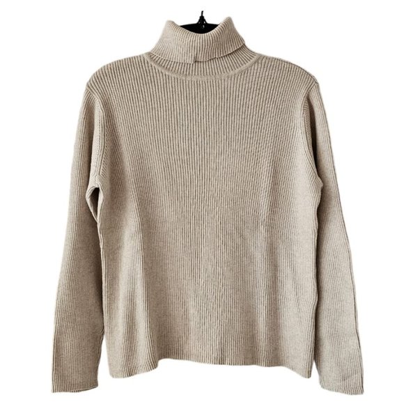 Petite Sophisticate Sweaters - Petite Sophisticate LS Ribbed Turtleneck Top | Like New | MP | Oatmeal Cream